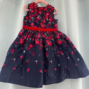 Janie and Jack & American Girl Collab, Navy and Red Floral Dress